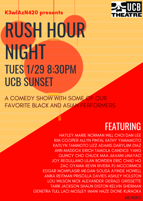 Rush Hour Night at UCB Sunset flier